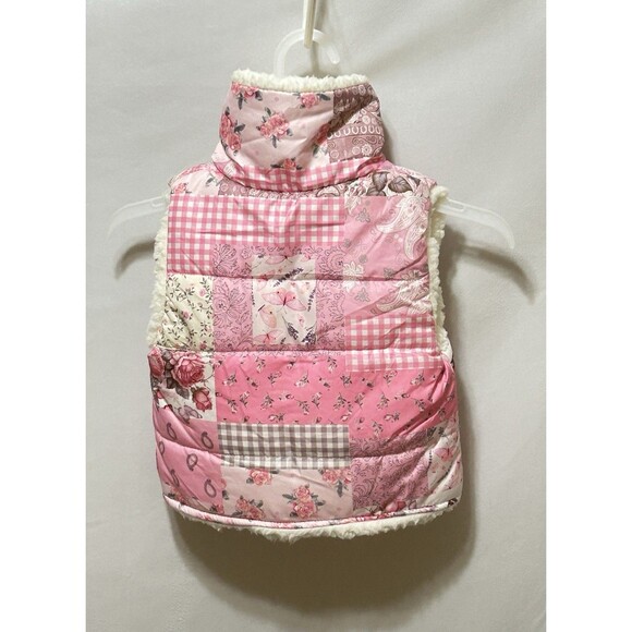 Infant Girl 12-18 Months Pink Quilted Print Sherpa Lined Vest NWT - Picture 9 of 11